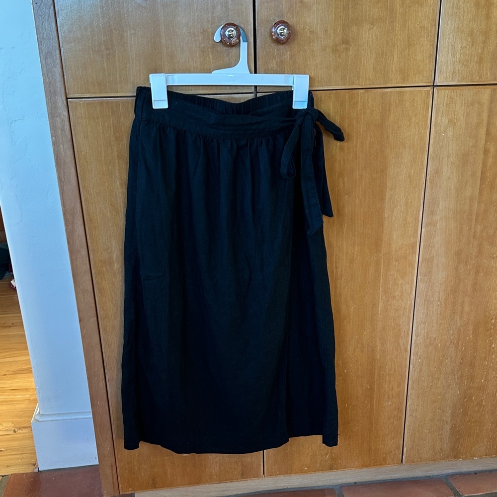 a new day Black Midi Skirt, linen